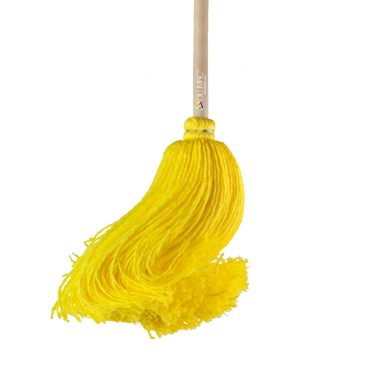 Trapeador Forjado con Bastón de Madera Amarillo